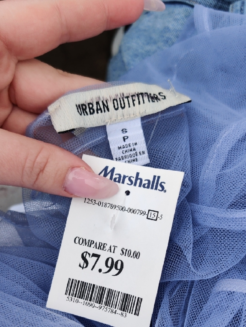 Urban Outfitters Pale Blue Sheer Tulle Babydoll Slip - Picture 2 of 2